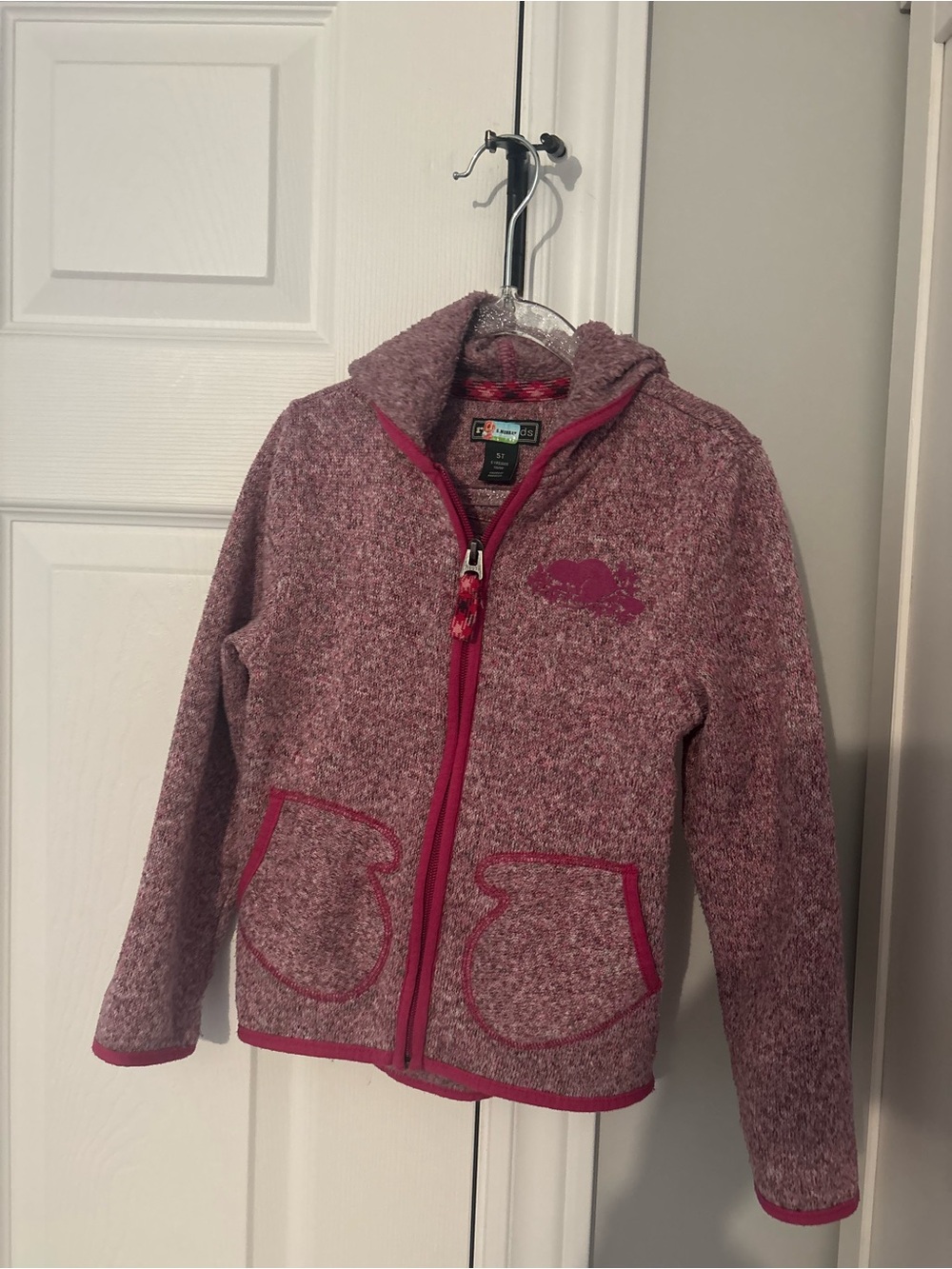 ROOTS 5T Kids Pink Hooded Zip Jacket